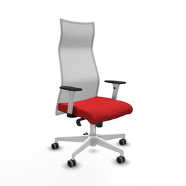 PIQUERAS Y CRESPO Sillón Albacete con Mecanismo Sincro, Similpiel Rojo y Malla Blanco