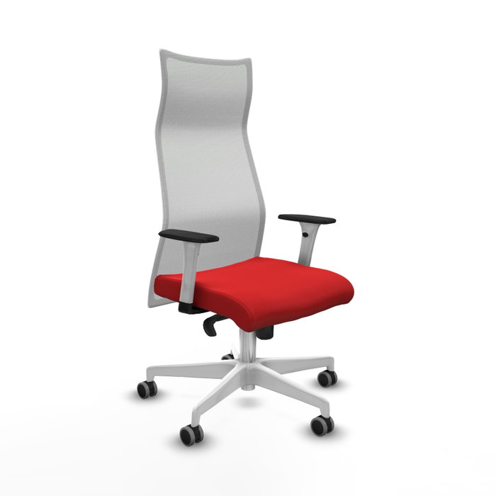 PIQUERAS Y CRESPO Sillón Albacete con Mecanismo Sincro, Similpiel Rojo y Malla Blanco PIQUERAS Y CRESPO Sillón Albacete con Mecanismo Sincro, Similpiel Rojo y Malla Blanco