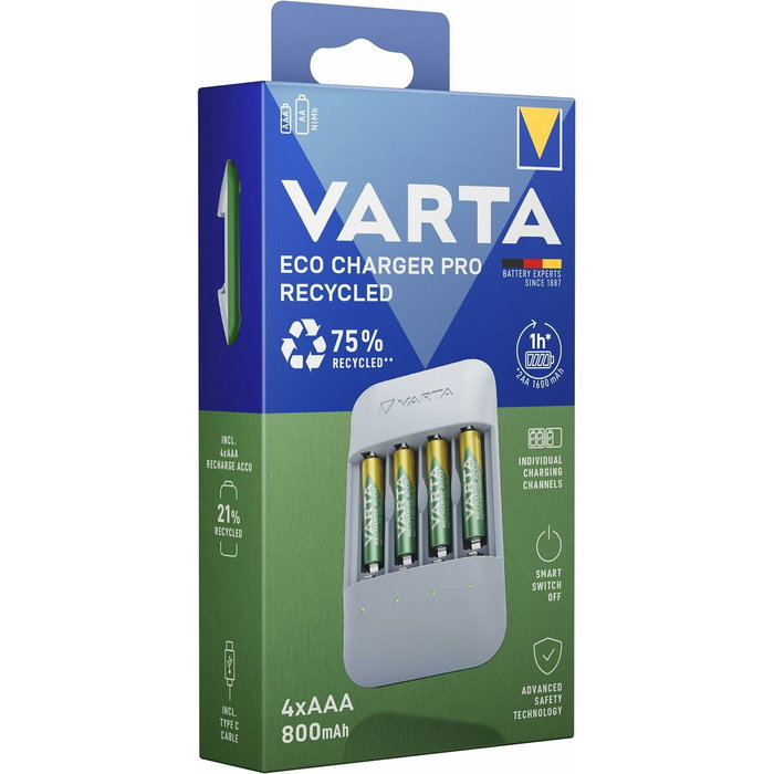 Varta Eco Charger Pro + 4 pilas AAA 800 mAh