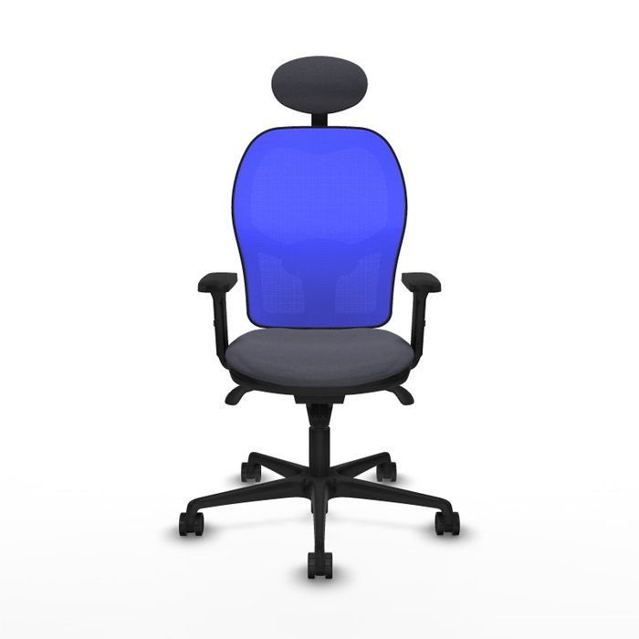 PIQUERAS Y CRESPO Silla de oficina Jorquera con mecanismo sincro, malla azul y tela gris oscuro