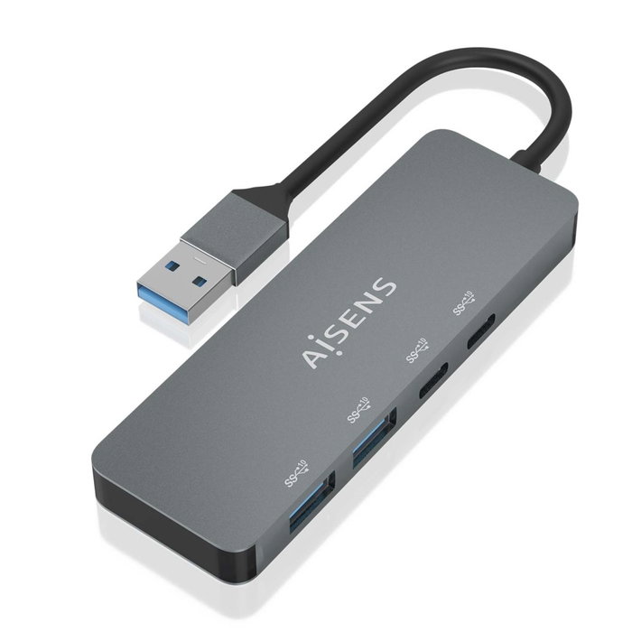 AISENS - HUB USB 3.2 GEN2 10G USB-A, USB-A/M-2xUSB-C/H-2xUSB-A/H, GRIS, 15CM AISENS - HUB USB 3.2 GEN2 10G USB-A, USB-A/M-2xUSB-C/H-2xUSB-A/H, GRIS, 15CM