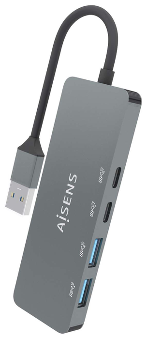Aisens Hub USB 3.2 Gen2 10Gbps (2x USB-A y 2x USB-C) Gris