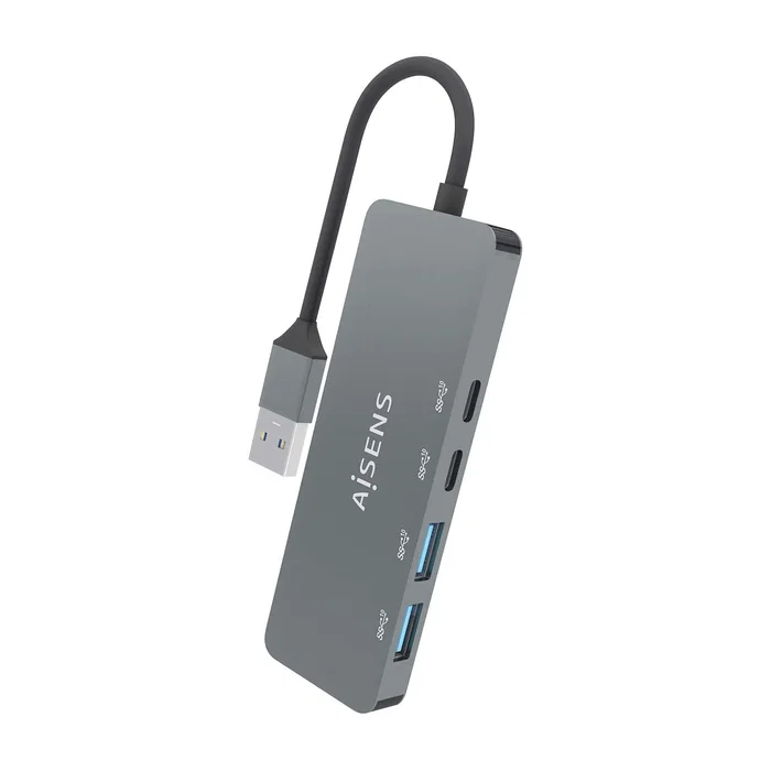 Aisens Hub USB 3.2 Gen2 10G con 2x USB-A y 2x USB-C, Gris