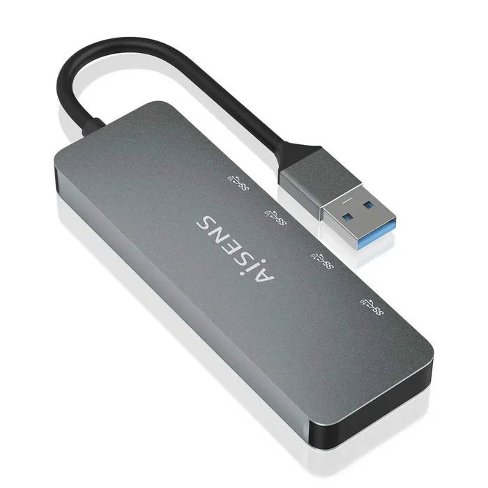 Aisens Hub USB 3.2 Gen2 10G con 2x USB-A y 2x USB-C, Gris
