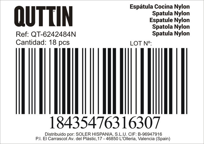 Quttin Espatula Cocina Pro Nylon 32 cm x 9.6 cm x 8.4 cm (18 Unidades)