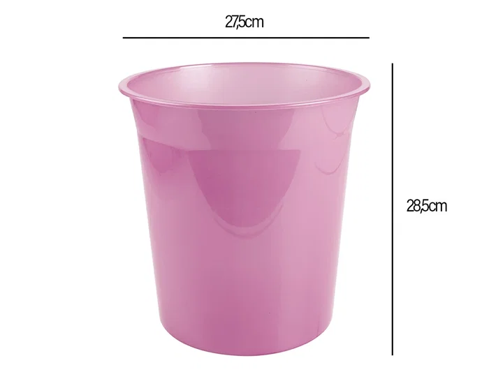 Liderpapel Papelera de Plástico Rosa Translúcido 13 Litros 275x285 mm