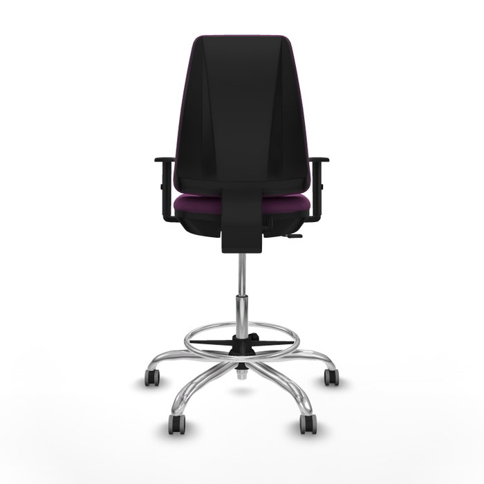 PIQUERAS Y CRESPO Taburete Elche CP morado con brazos y base cromada