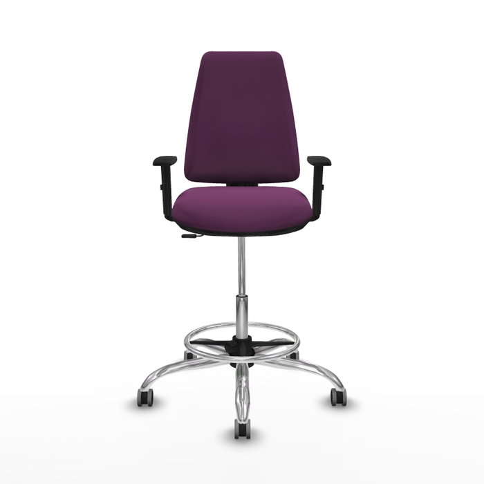 PIQUERAS Y CRESPO Taburete Elche CP morado con brazos y base cromada