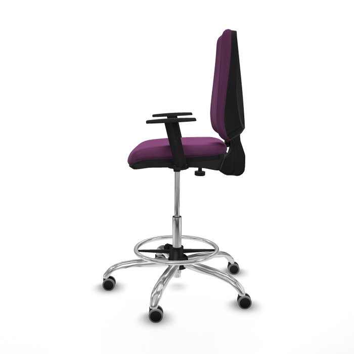 PIQUERAS Y CRESPO Taburete Elche CP morado con brazos y base cromada
