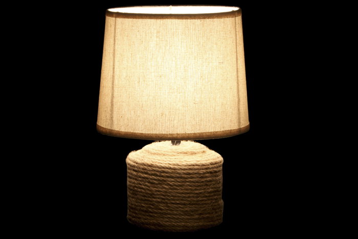 DKD Home Decor Lámpara de sobremesa Cuerda Gres Marrón