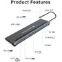 Conceptronic DONN17G Estación de acoplamiento 12 en 1 USB-C Gris