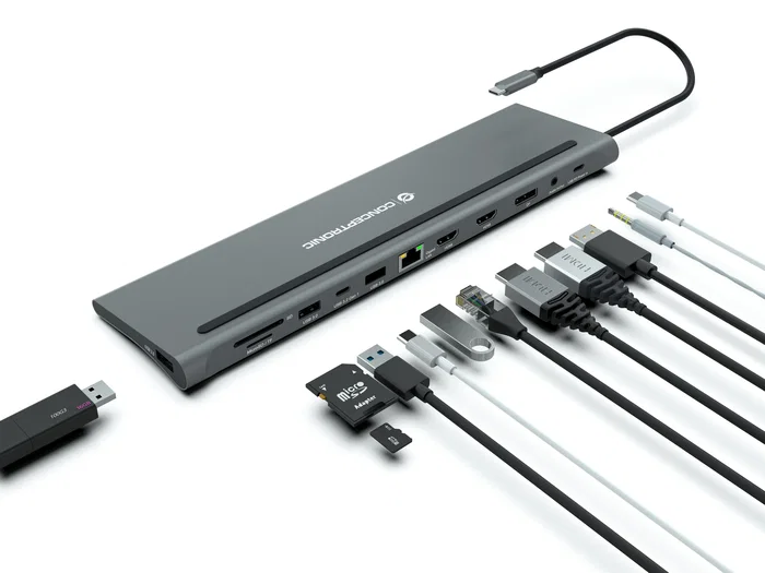 Conceptronic DONN17G Estación de acoplamiento 12 en 1 USB-C Gris Conceptronic DONN17G Estación de acoplamiento 12 en 1 USB-C Gris