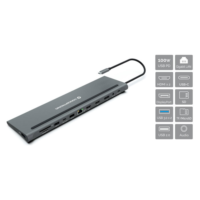 Conceptronic DONN17G Estación de acoplamiento 12 en 1 USB-C Gris Conceptronic DONN17G Estación de acoplamiento 12 en 1 USB-C Gris