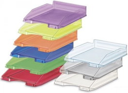 FAIBO Pack de 10 bandejas de plástico colores surtidos 350x250x65mm