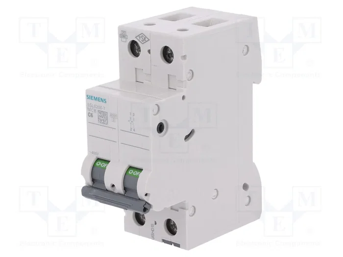 SIEMENS 5SL6206-7 Interruptor magnetotérmico 2 polos 6A SIEMENS 5SL6206-7 Interruptor magnetotérmico 2 polos 6A