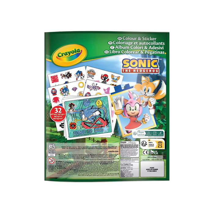 Crayola Libro para Colorear + Stickers Sonic 04-0898 para Niños +3 Años