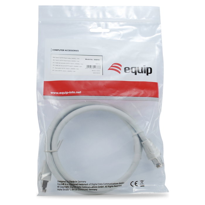 Equip Cable de red Cat8.1 S/FTP 2xRJ45 0,5m Gris Equip Cable de red Cat8.1 S/FTP 2xRJ45 0,5m Gris
