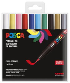 Marcador T.Opaca No Perm. Uni Posca Pincel (Pcf-350) Estuche De 10 Surtidos