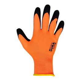 Juba Guante Keep Safe T-10 XL - Poliester con Palma de Latex Rugoso, Impermeable, Color Naranja y Negro para Jardinería, Bricolaje y Fontanería