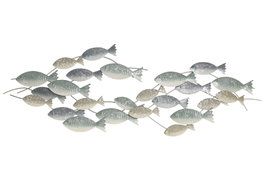DKD Home Decor Decoracion Pared Mediterraneo Azul Turquesa Metal Peces 5 x 44 x 128 cm (2 Unidades)