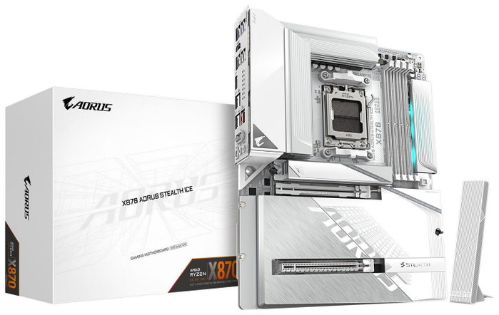 Gigabyte X870 AORUS STEALTH ICE Blanco AM5 DDR5 Wi-Fi 7 Gigabyte X870 AORUS STEALTH ICE Blanco AM5 DDR5 Wi-Fi 7