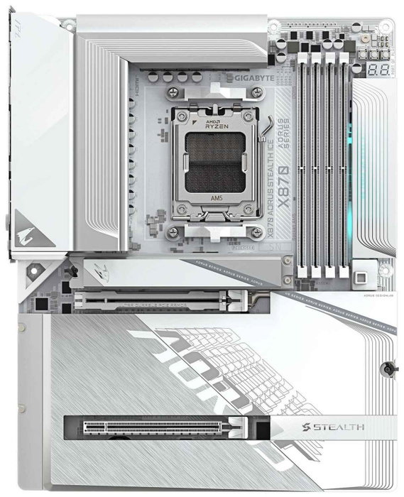 Gigabyte X870 AORUS STEALTH ICE Blanco AM5 DDR5 Wi-Fi 7 Gigabyte X870 AORUS STEALTH ICE Blanco AM5 DDR5 Wi-Fi 7