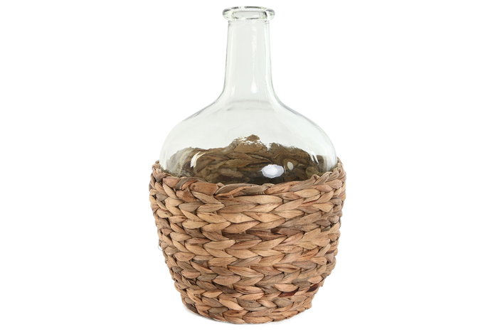 DKD Home Decor Jarrón de Cristal y Fibra 2000ml Natural DKD Home Decor Jarrón de Cristal y Fibra 2000ml Natural