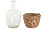 DKD Home Decor Jarrón de Cristal y Fibra 2000ml Natural