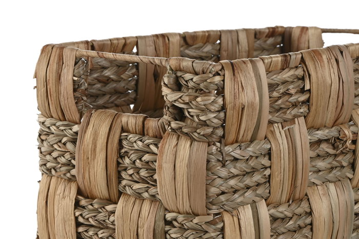 DKD Home Decor Set de 2 Cestas de Jacinto de Agua y Seagrass Natural