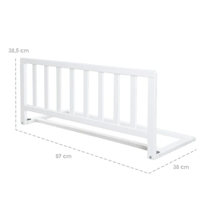 Roba Barandilla de Cama de Madera 90 cm - Protección Anticaída Segura para Bebés y Niños - 18 Meses a 5 Años - Blanco