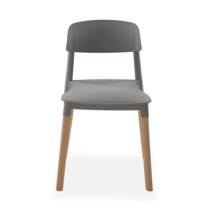 Versa Silla de Cocina Gris 45x76 cm - Madera y Polipropileno (4 Unidades)