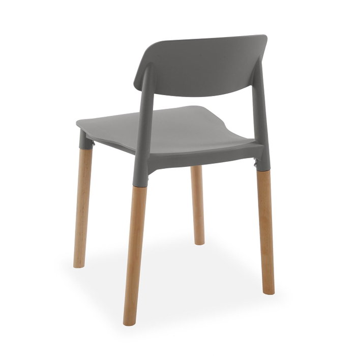 Versa Silla de Cocina Gris 45x76 cm - Madera y Polipropileno (4 Unidades)