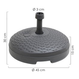 IPAE Base para Sombrilla de Resina Efecto Ratán Antracita Ø45x15 cm