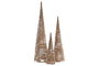 DKD Home Decor Set de 3 Conos LED Iridiscentes 20x20x80 cm