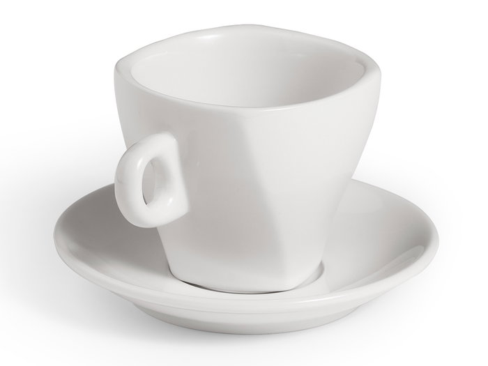 Vessia Taza de Café de Porcelana Boca Ancha con Plato 220ml - 13.5x9.2x13.5 cm (Set de 24)