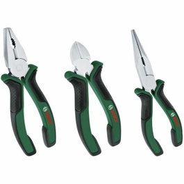 Bosch Juego de 3 alicates (universales, punta larga y corte diagonal)