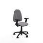 Silla de oficina Algarra con mecanismo Contacto permanente básico tapizada con Similpiel color Gris. Equipada con Base poliamida negra, Brazos 2D y Ruedas autofrenantes