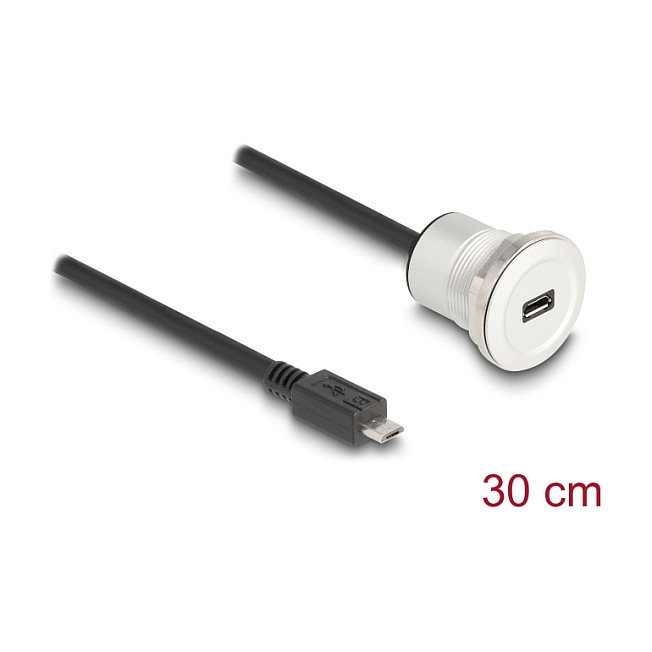 DeLOCK 88184 Cable USB 2.0 Micro-B con buje de montaje y cable de derivación de 30 cm DeLOCK 88184 Cable USB 2.0 Micro-B con buje de montaje y cable de derivación de 30 cm
