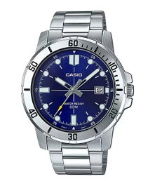 Casio MTP-VD01D-2E con esfera azul y correa de acero inoxidable