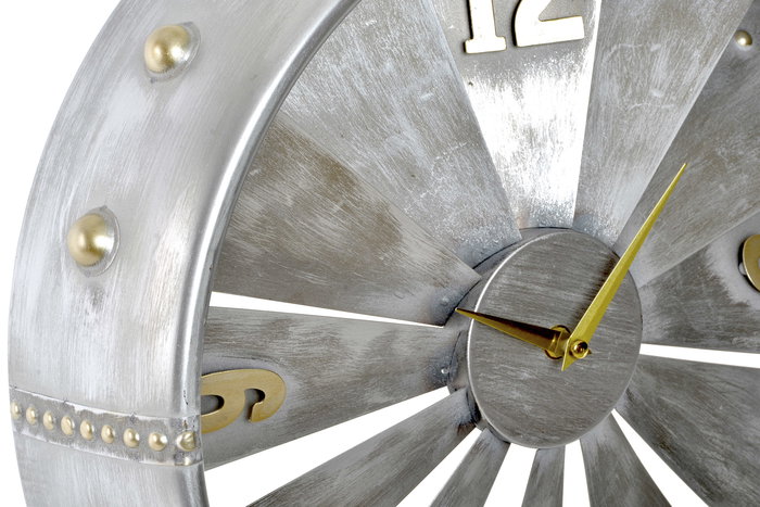 DKD Home Decor Reloj de Pared Loft Gris Metal 40.5 x 9.5 x 41 cm (2 Unidades)