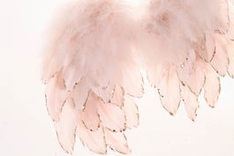 DKD Home Decor Decoración Colgante Navidad Fantasía Rosa Palo Blanco Pluma Alas 4 x 33 x 28 cm (2 Unidades)