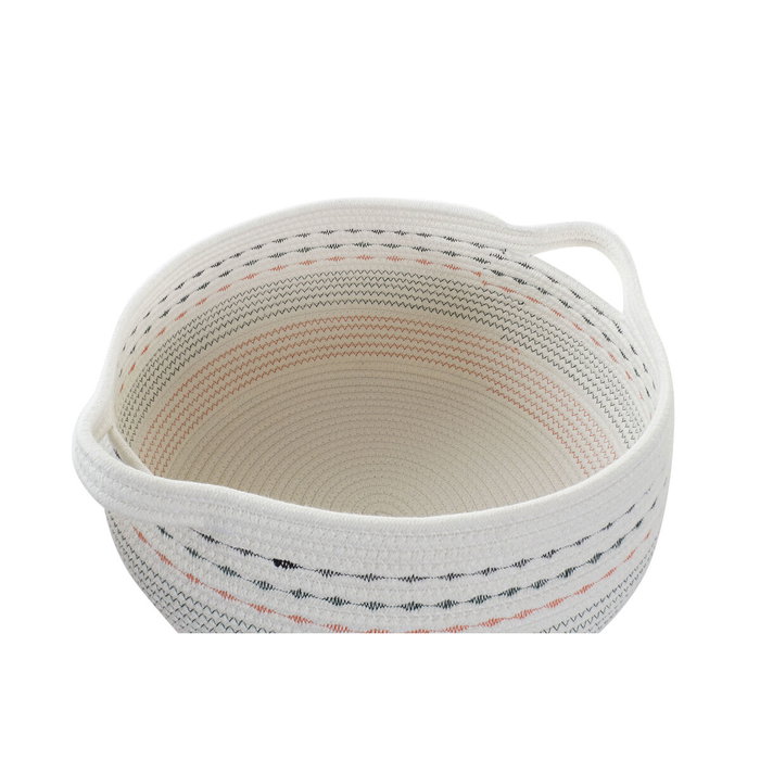 DKD Home Decor Set de 3 Cestas de Algodón Blanco 52x43x25 cm