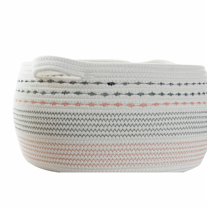 DKD Home Decor Set de 3 Cestas de Algodón Blanco 52x43x25 cm