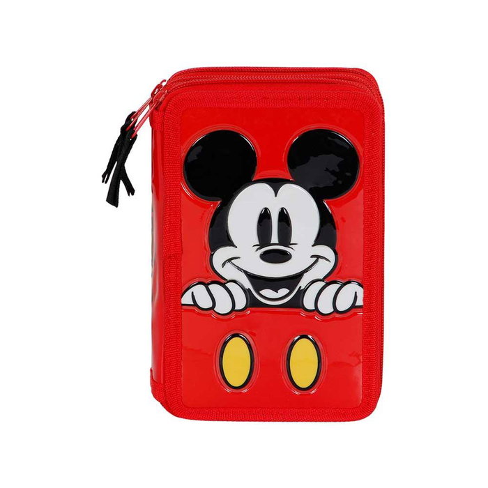 Estuche Plumier Completo Triple Red Disney Mickey Mouse Rojo