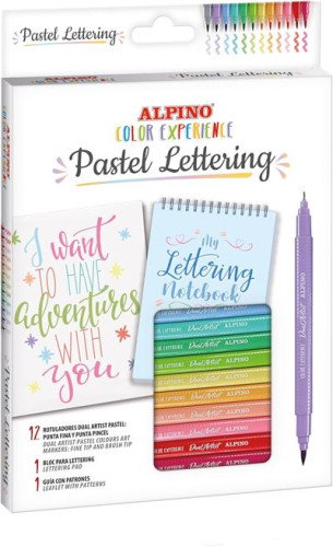 Alpino Kit Pastel Lettering Color Experience con 12 Rotuladores Dual Artist Alpino Kit Pastel Lettering Color Experience con 12 Rotuladores Dual Artist