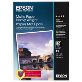 Epson C13S041261 Papel Mate de Peso Pesado A3 - 167 g/m², 50 hojas, para Impresión por Inyección de Tinta, Blanco