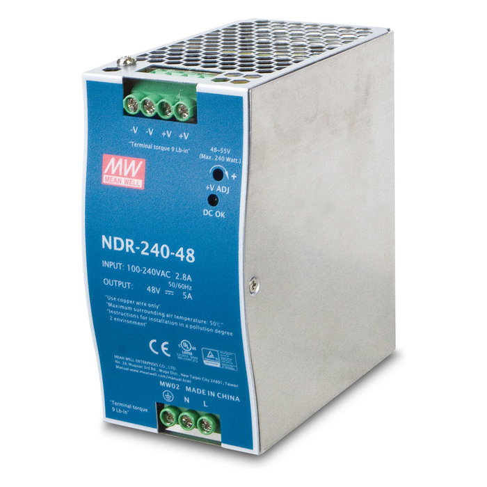 Planet PWR-240-48 Fuente de alimentación industrial de salida única de CC, 48V, 240W, Carril DIN Planet PWR-240-48 Fuente de alimentación industrial de salida única de CC, 48V, 240W, Carril DIN