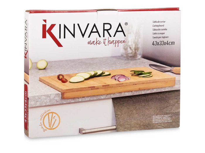 Kinvara Tabla de Bambú para Encimera Marrón 43x33 cm (Set de 6)