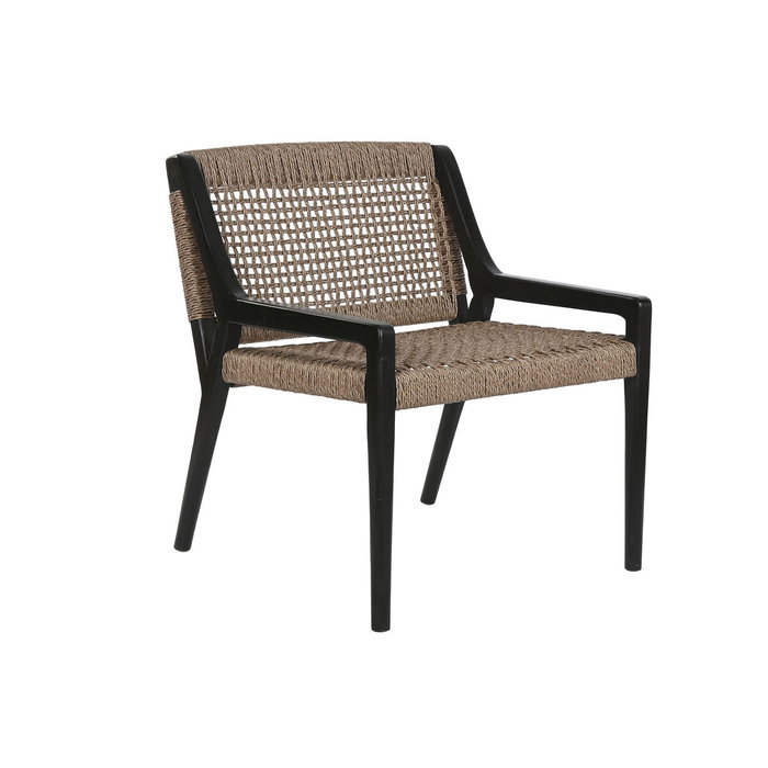 DKD Home Decor Silla de Teca y Fibra Negro