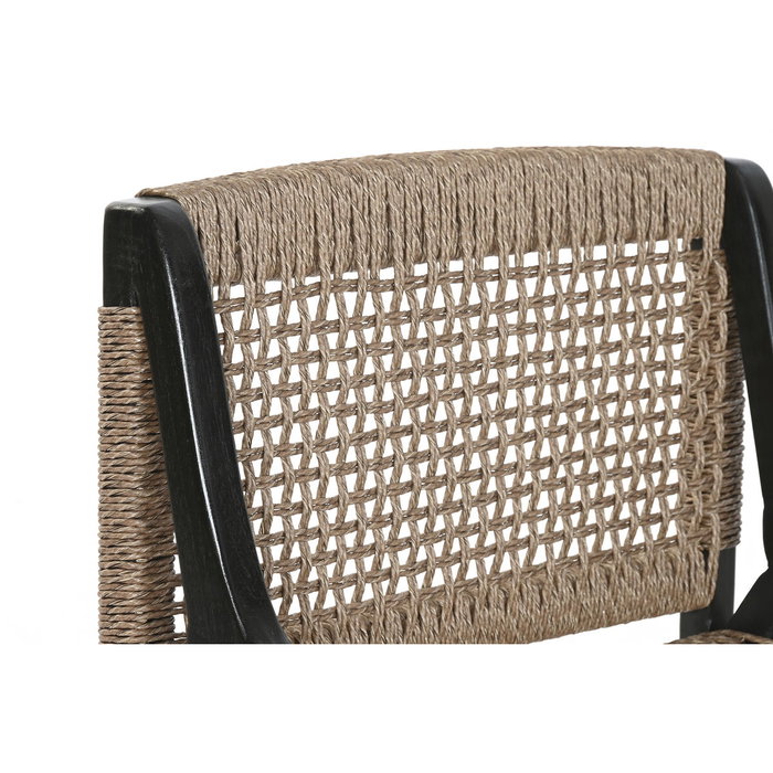 DKD Home Decor Silla de Teca y Fibra Negro